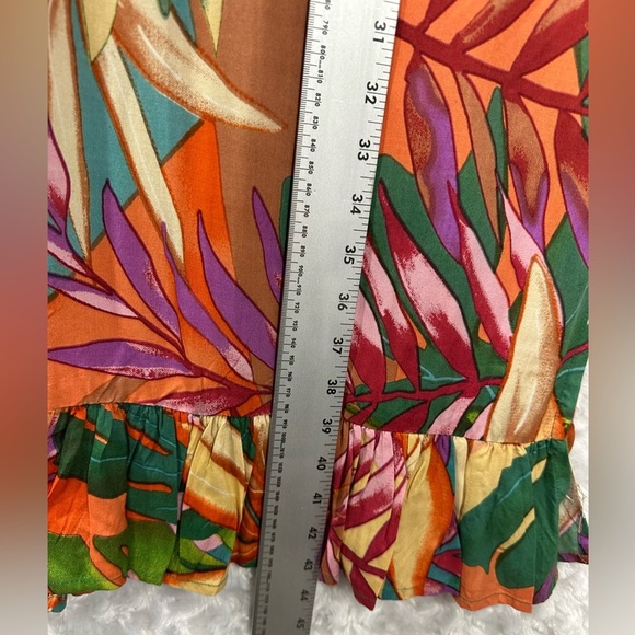 True Destination Women's XS V neck Tropical Leaf Print Midi Sundress - Picture 6 of 10